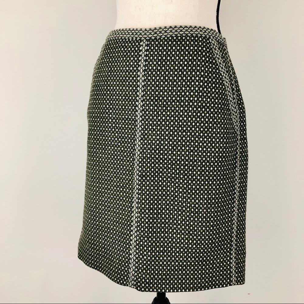 W WORTH Wool Silk Blend Pattern Pencil Skirt Career Style Pockets
